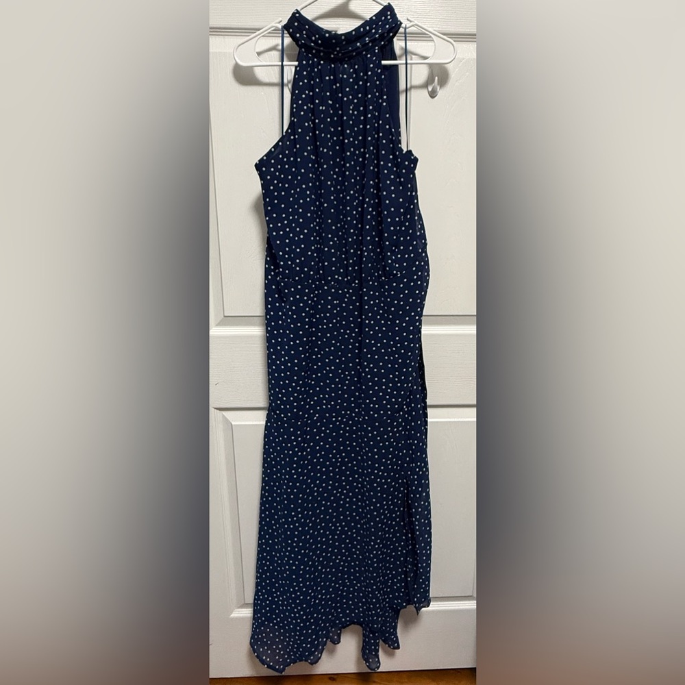 Halter-neck taupe dress from Mango